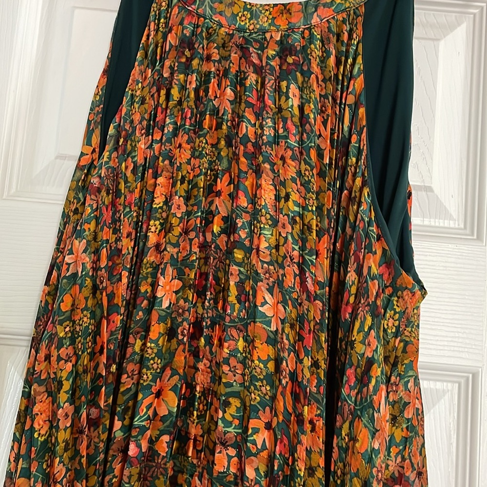 Green and autumn floral dress (as is)